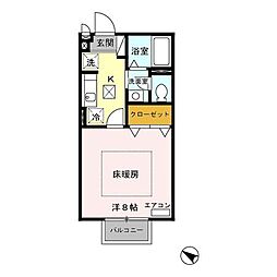 シュヴァルベ北松本 1Kの間取図画像