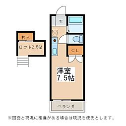 ロフトハウスこうの ワンルームの間取図画像