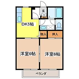 F・トゥール松原 2DKの間取図画像