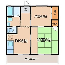 ハウスグラストン2 2DKの間取図画像