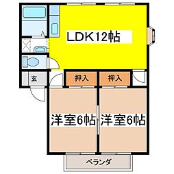 水汲サンレジデンス南 2LDKの間取図画像