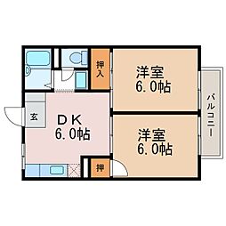 メゾンオータムA 2DKの間取図画像