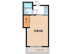 第1コーポシモダ 2階1Kの間取り