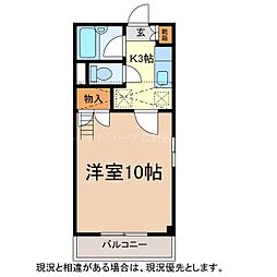 ウイライブケイ 2階1Kの間取り