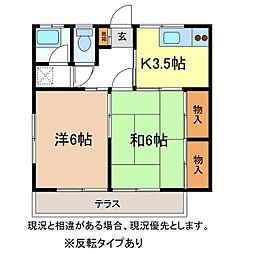 コーポいちよし 1階2Kの間取り