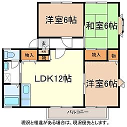 サンビレッジ大豆島C棟 1階3LDKの間取り