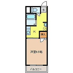 ピュア37 1階1Kの間取り
