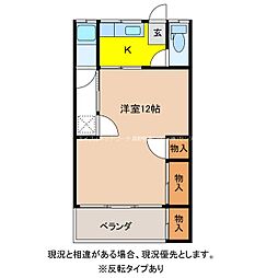 梨の木コーポ 1Kの間取図画像