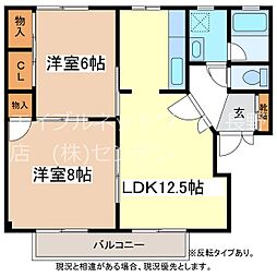 ハイツ小林 1階2LDKの間取り