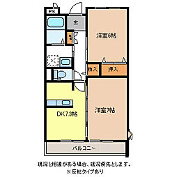 フィオーレ花 3階2DKの間取り