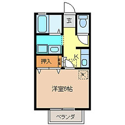 ビレッジエリカ 1階1Kの間取り