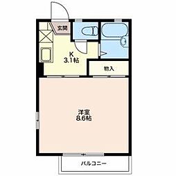 JR信越本線 安茂里駅 徒歩10分の賃貸アパート 2階1Kの間取り