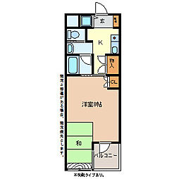 NEW　HOUSE・とくなが 1階1Kの間取り
