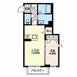JR信越本線 長野駅 徒歩8分の賃貸マンション 1階1LDKの間取り