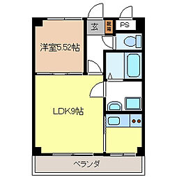 クローバーハイツ 3階1LDKの間取り