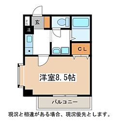長野電鉄長野線 市役所前駅 徒歩14分の賃貸マンション 2階1Kの間取り