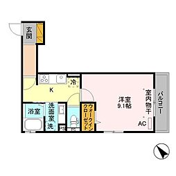 長野電鉄長野線 市役所前駅 徒歩10分の賃貸アパート 3階1Kの間取り