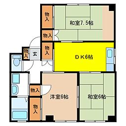 メゾン山崎C棟 1階3DKの間取り