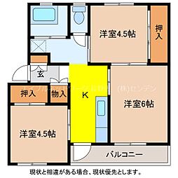 ヒルトップ長野5号棟 3Kの間取図画像