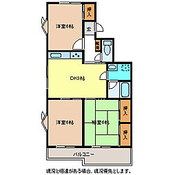 ホワイトハイツ西館 3DKの間取図画像