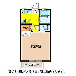 上松ハウスB 1Kの間取図画像