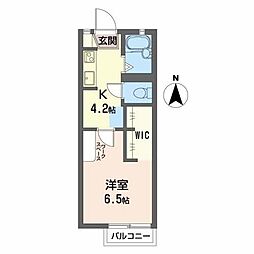エバーグリーン裾花 1Kの間取図画像
