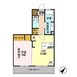 レジデンス令和 1LDKの間取図画像