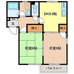 ハイツエクレール 2DKの間取図画像