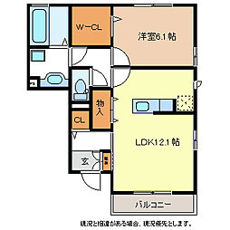 オーチャード 1LDKの間取図画像