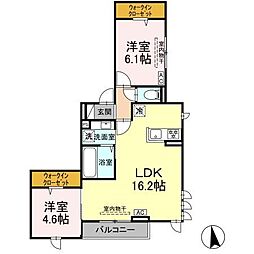MORI石堂 2LDKの間取図画像