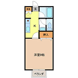 ディンプル島田 1Kの間取図画像