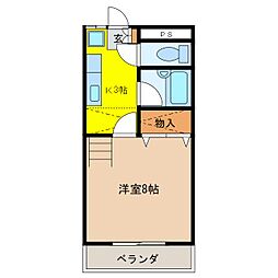 NEW-T・ヴィラ 1Kの間取図画像