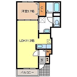 グラン・アビタシオンB 1LDKの間取図画像