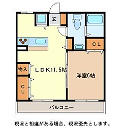プランドールちとせ 1LDKの間取図画像