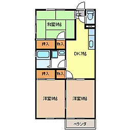 西澤コーポB 3DKの間取図画像