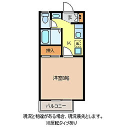ドゥエリング・秀 1Kの間取図画像