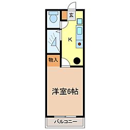 ウィングス21 1Kの間取図画像