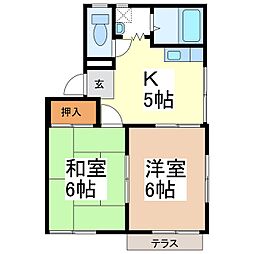 メゾン・ド・やま　S棟 1階2Kの間取り