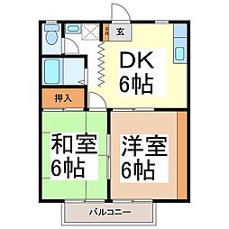 エンダイハイツ 2階2DKの間取り