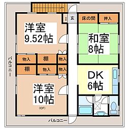 田中アパート 2階3DKの間取り