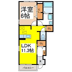 サン・カーサM　II 1階1LDKの間取り