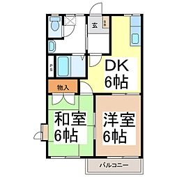 サンハイツ市川 2階2DKの間取り