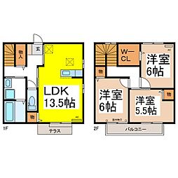 ローズコート稲里　D 3LDKの間取り