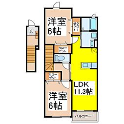 アビトゥーロ 2階2LDKの間取り