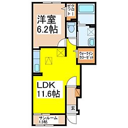 グランシャリオM 1階1LDKの間取り