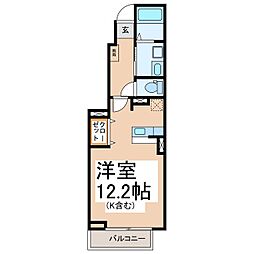 プリマクラッセ 1階ワンルームの間取り