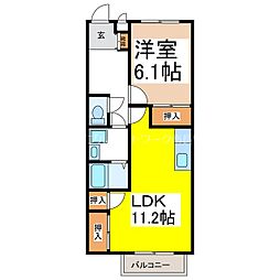 サープラス　ブライト 1階1LDKの間取り