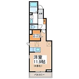 メゾンブリーズ 1階1Kの間取り