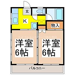 ホワイトムース 2Kの間取図画像