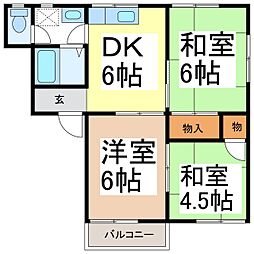 クレセント・ヴィレッジA 3DKの間取図画像